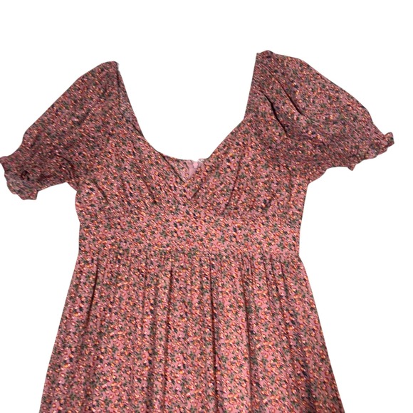 PinkBlush Floral Maxi Dress M Puff Sleeve Sweetheart Tiered Milkmaid Soft Girl - Picture 5 of 13